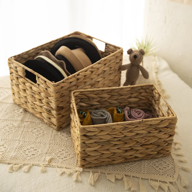 Wicker Basket Tissue Nesting Decoration Woven Basket Set 3 Hyacinth Storage Basket with treatment for household use