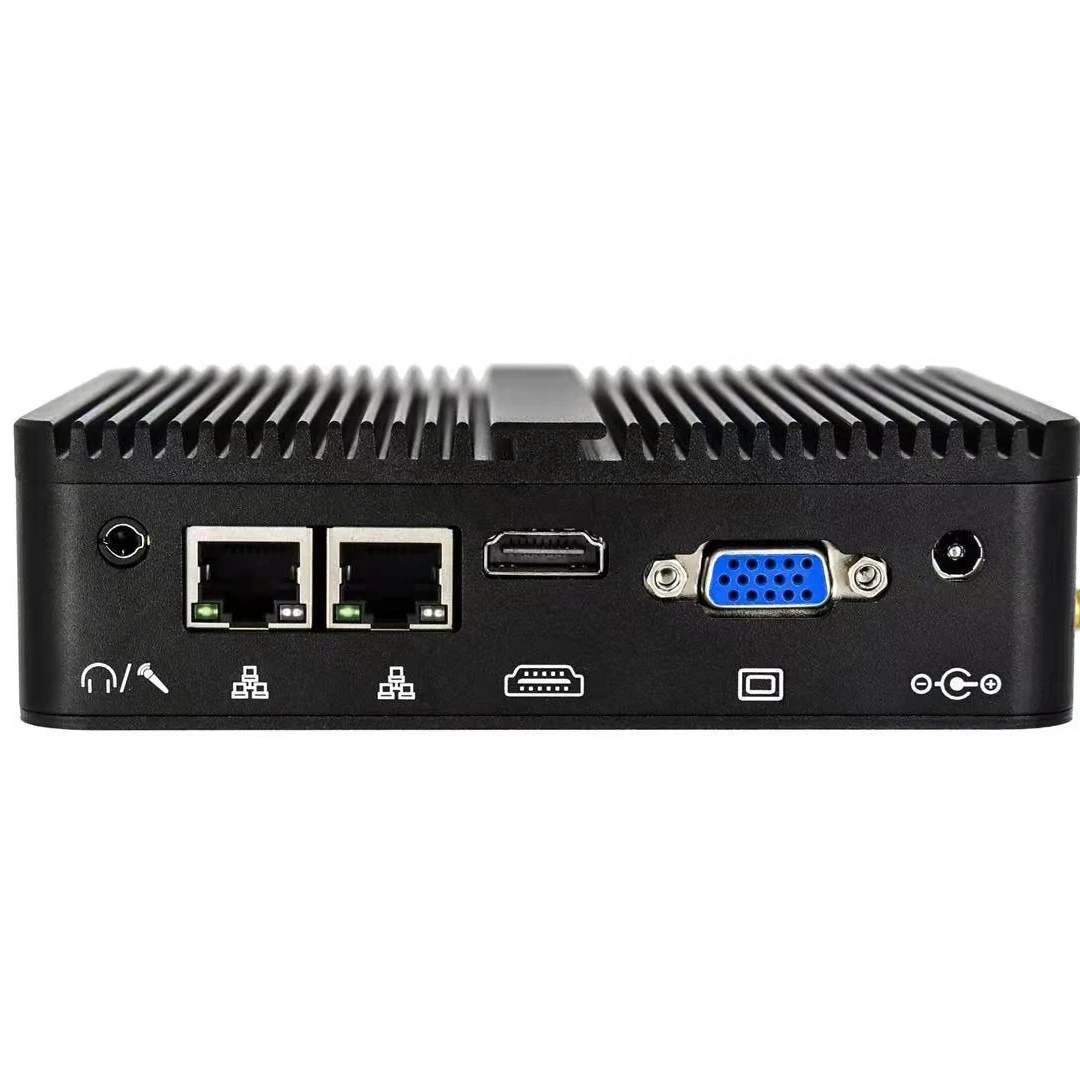 Embedded Industrial Mini Computer J1900/J1800 8G RAM 128GB M.2 SSD Dual RJ45 Lan Dual RS 232 COM Linux/ Win10 Fanless Mini PC