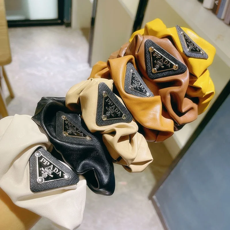 Elastic hair bands handmade leather hair bands whosale scrunchie silk scrunchies leather silk hair scrunchie