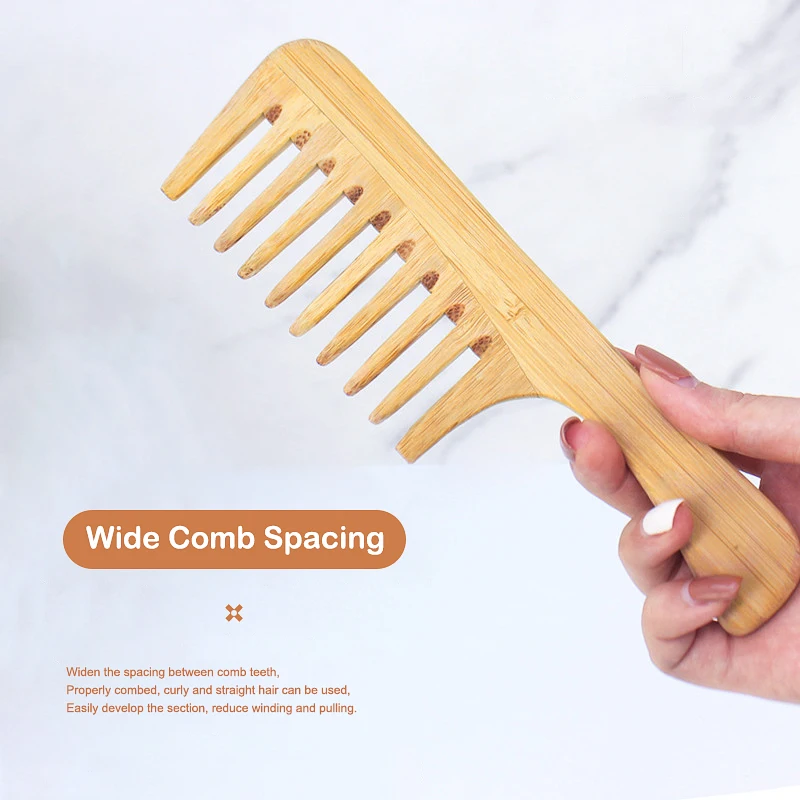 Wholesale Natural Bamboo Comb Wooden Hair Comb Customized Handmade Bamboo Hair Detangling Comb