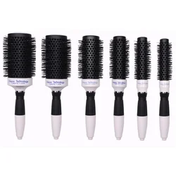 custom logo professional round ceramic and ionic straight hair brush set