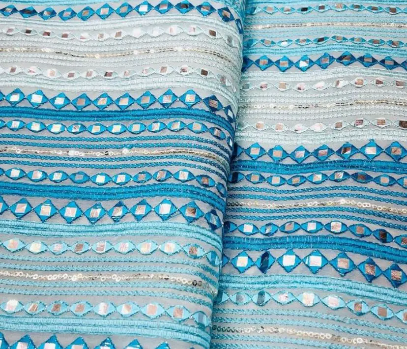 New Arrival Embroidery Paper and Sequence Work Georgette Fabric for Clothing From Indian Exporter at Bulk Price