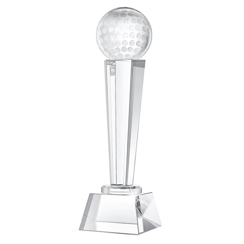 Promotional blank clear glass award crystal golf ball award champions for souvenir