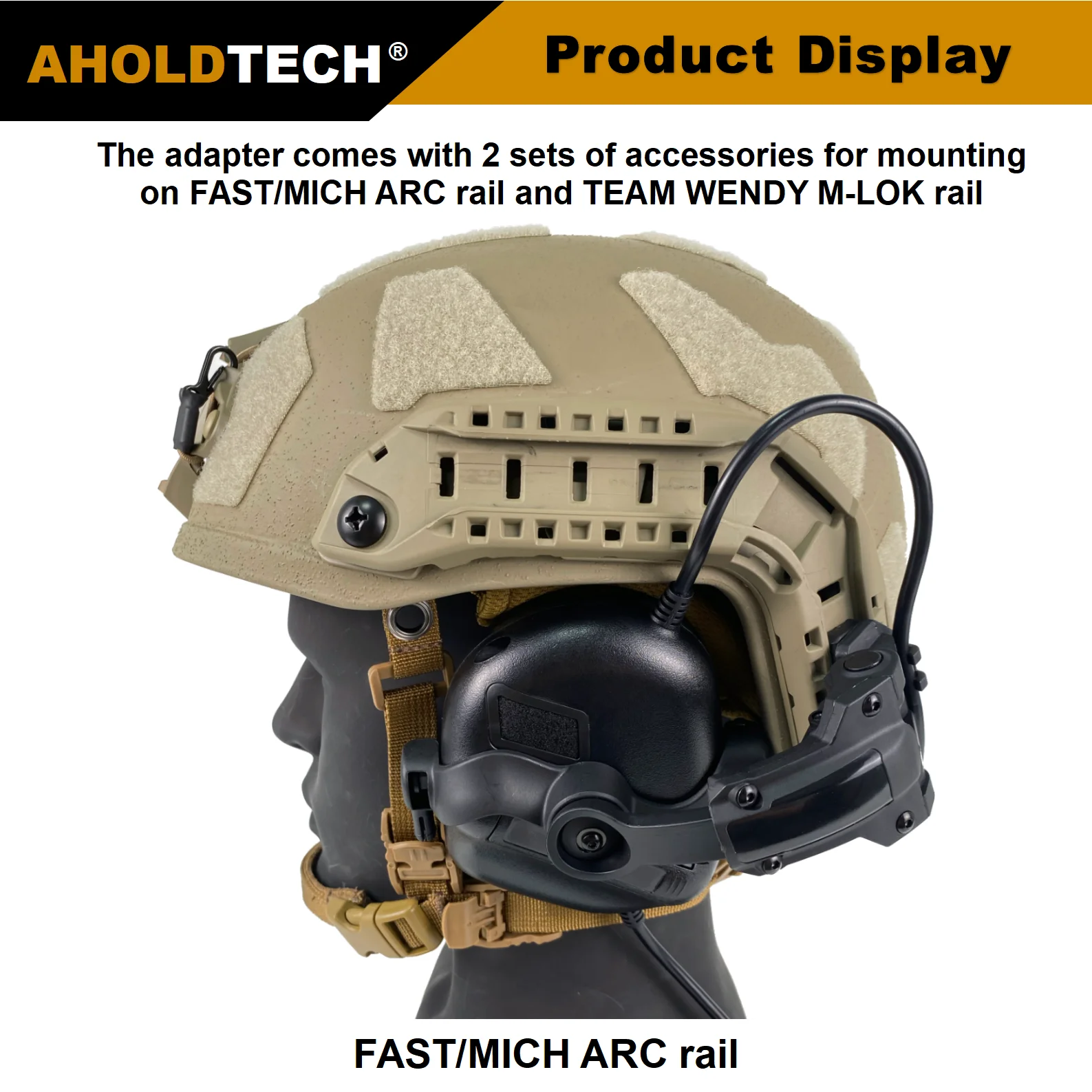 AHOLDTECH Tactical Headset Holder Fast MICH ARC rail Wendy M-LOK Rail Helmet Mount Adapter Headset Bracket for EARMOR Headphone