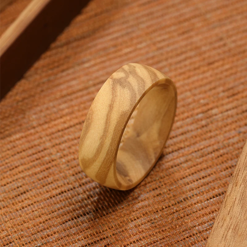 Olive wood wooden finger ring for men decoration band
