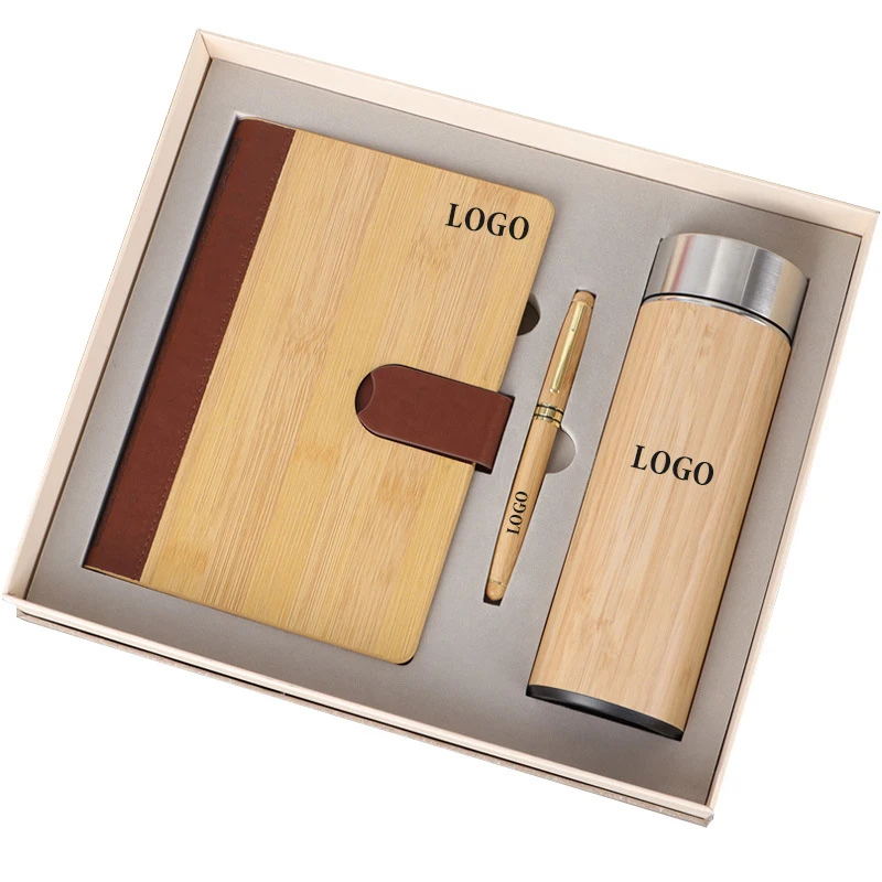 Advertising company customized wooden gift set notebook business gift set bamboo products corporate gift set