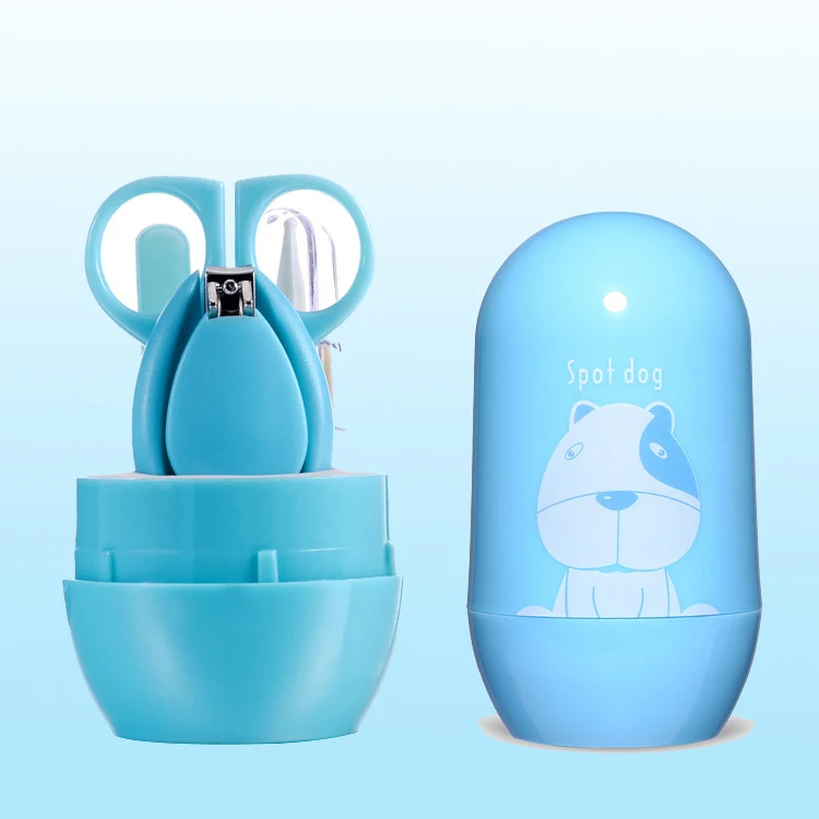 Wholesale baby care cute animal 4 in 1 cartoon nail scissor manicure set for baby nails trimmer