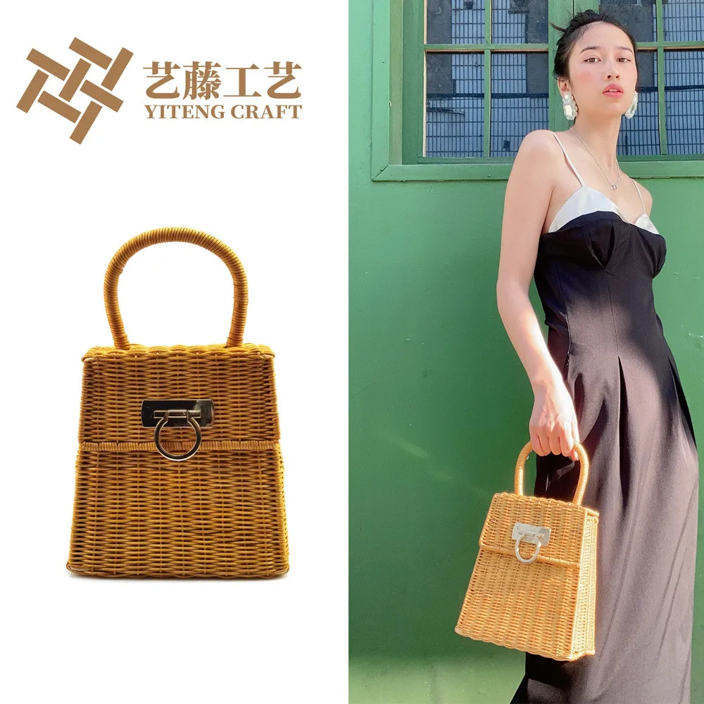 OEM ODM Sac A Main En Rotin Femme De Plage Bolsa Feminina Bali Woven Women Ladies Vintage Mini Rattan Beach Tote Bags Handbags