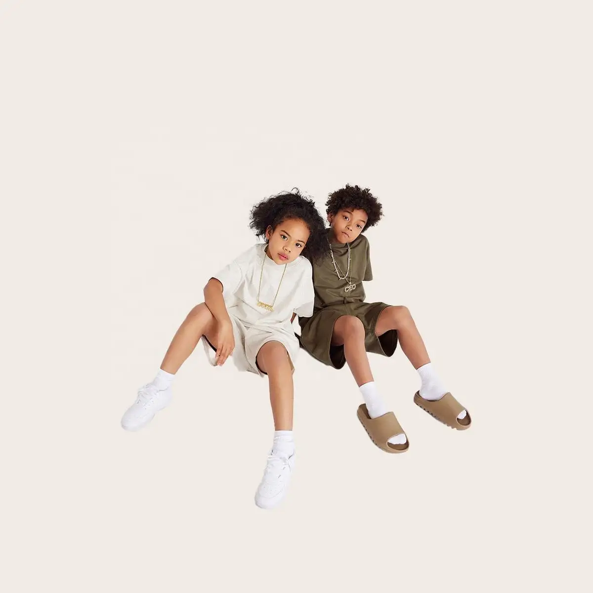 Printing On Demands Solid Color Children Sets Blank Tshirt Shorts With Custom French Terry Clothing For Kids