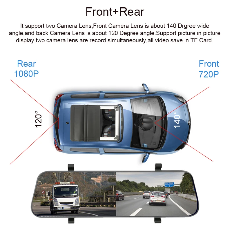 10 inch 4G Car dvr camera FHD 1080P ADAS dash cam android 8.1 2G+32GB gps navigation WIFI driving recorder dvr rearview mirror