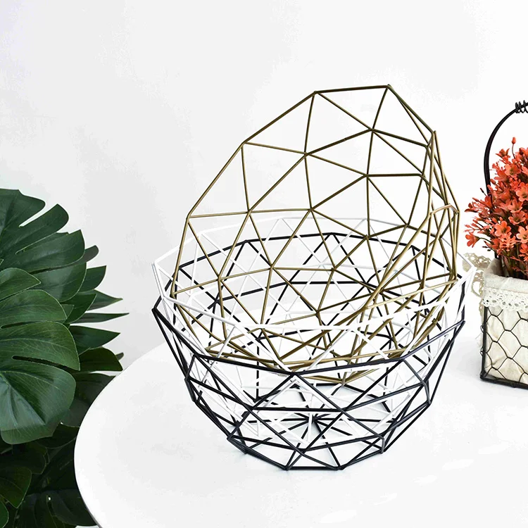 Hot Selling Modern Home Decorative Iron Wire Fruit Basket Metal Mesh Basket