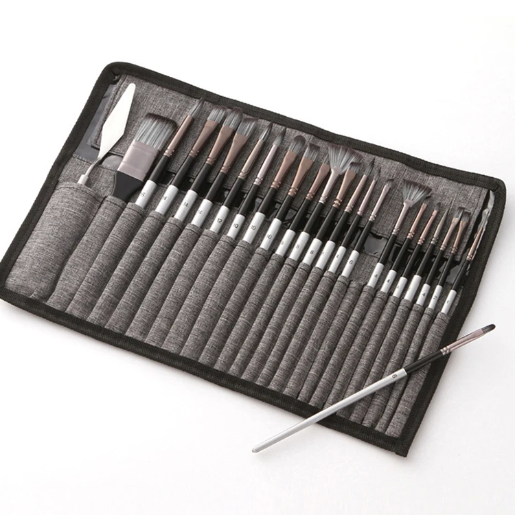24 pcs Synthetic Artist Paint Brush Set Different Sizes Painting Brushes Suitable for Acrylic Watercolor Oil Gouache Paints