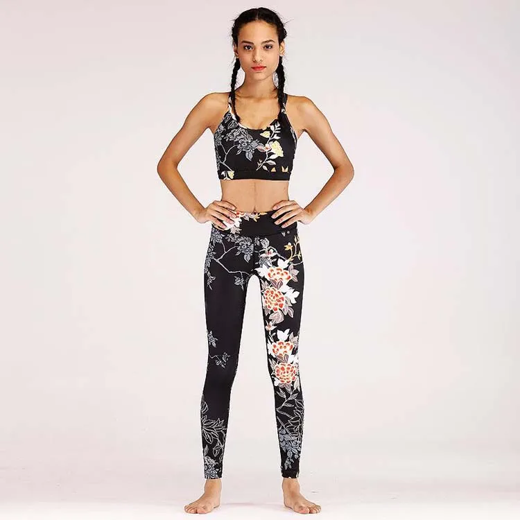 
selling explosion printing yoga fitness suit sports and leisure suit women Autumn models fashion Ladies Sports Tight Pants Suit 