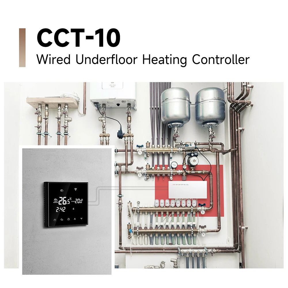 Beok CCT-10 Wired 8 Outputs Electric Hub Controller Box Gas Boiler Pump Room Thermostat for Water Floor Heating System