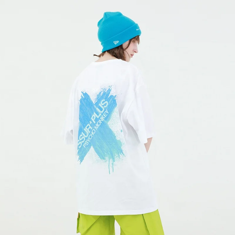 Оптовая продажа, хлопковая Футболка с круглым вырезом и принтом