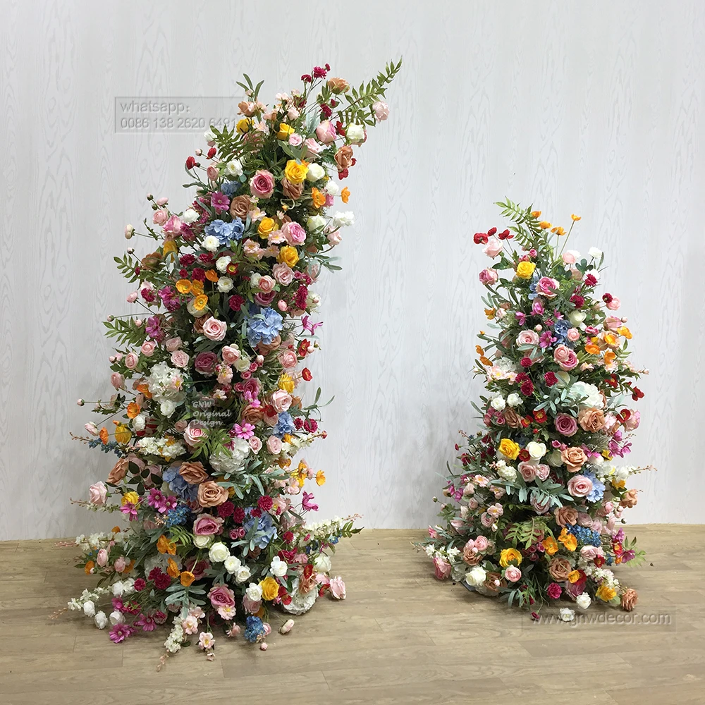 GNW Hot Sale Wholesale Decorative Silk Flower Supplies Artificial Roses Events Wedding Heart Shaped Frame Backdrop