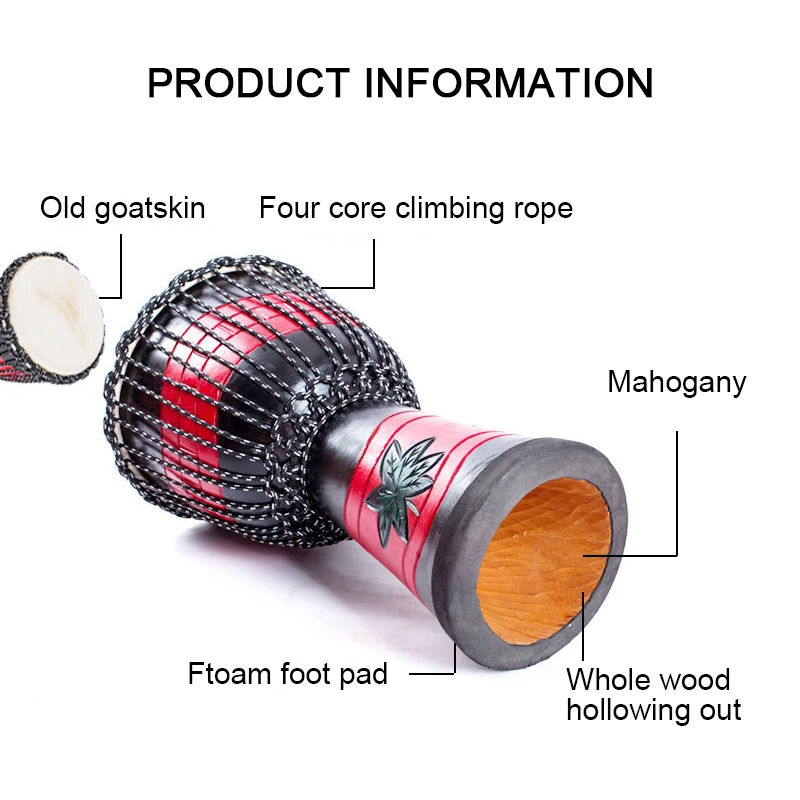 African Hand Drum Professional Mahogany Standard Goat Drum Head 8 Inch