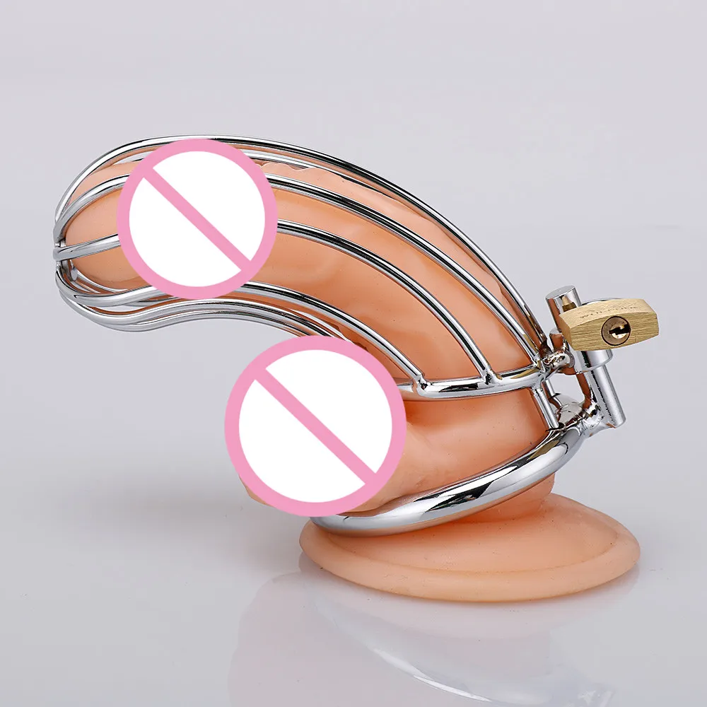 YPM SM Penis Exercise Sex Toys Steel Metal Locked Cage Cock Cage Male Chastity Device