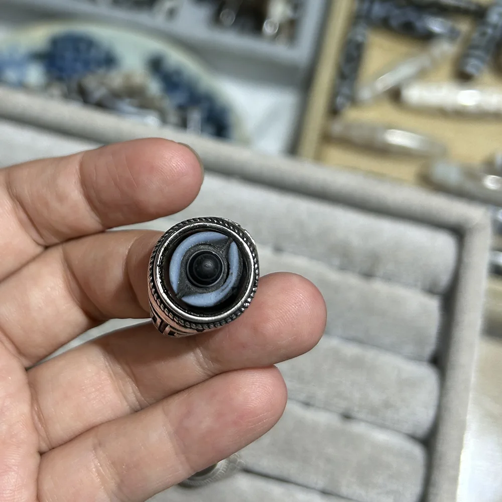 Real Gemstone Hand Carved Illuminati Ring