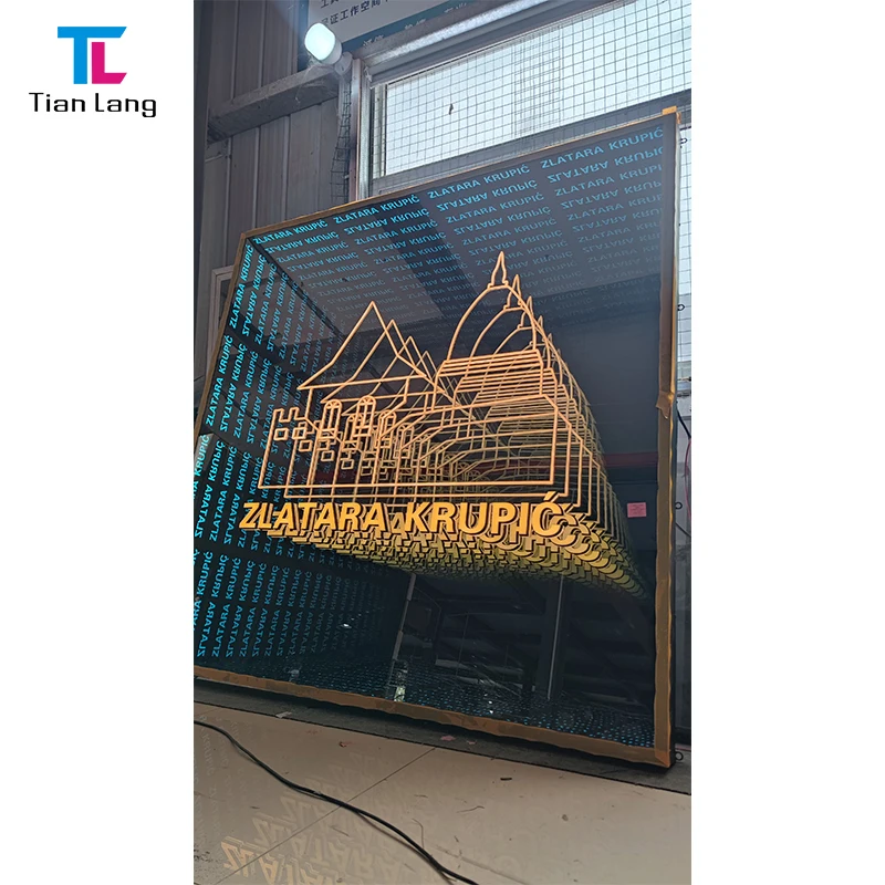 Melaleuca Mirror Abyss Mirror Making with Low Price Neon Night Light for Bar Background Wall Decoration