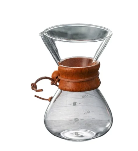 Chinese factory professional  borosilicate pour over coffee maker siphon coffee handblown  teapot transparent glass coffee pot