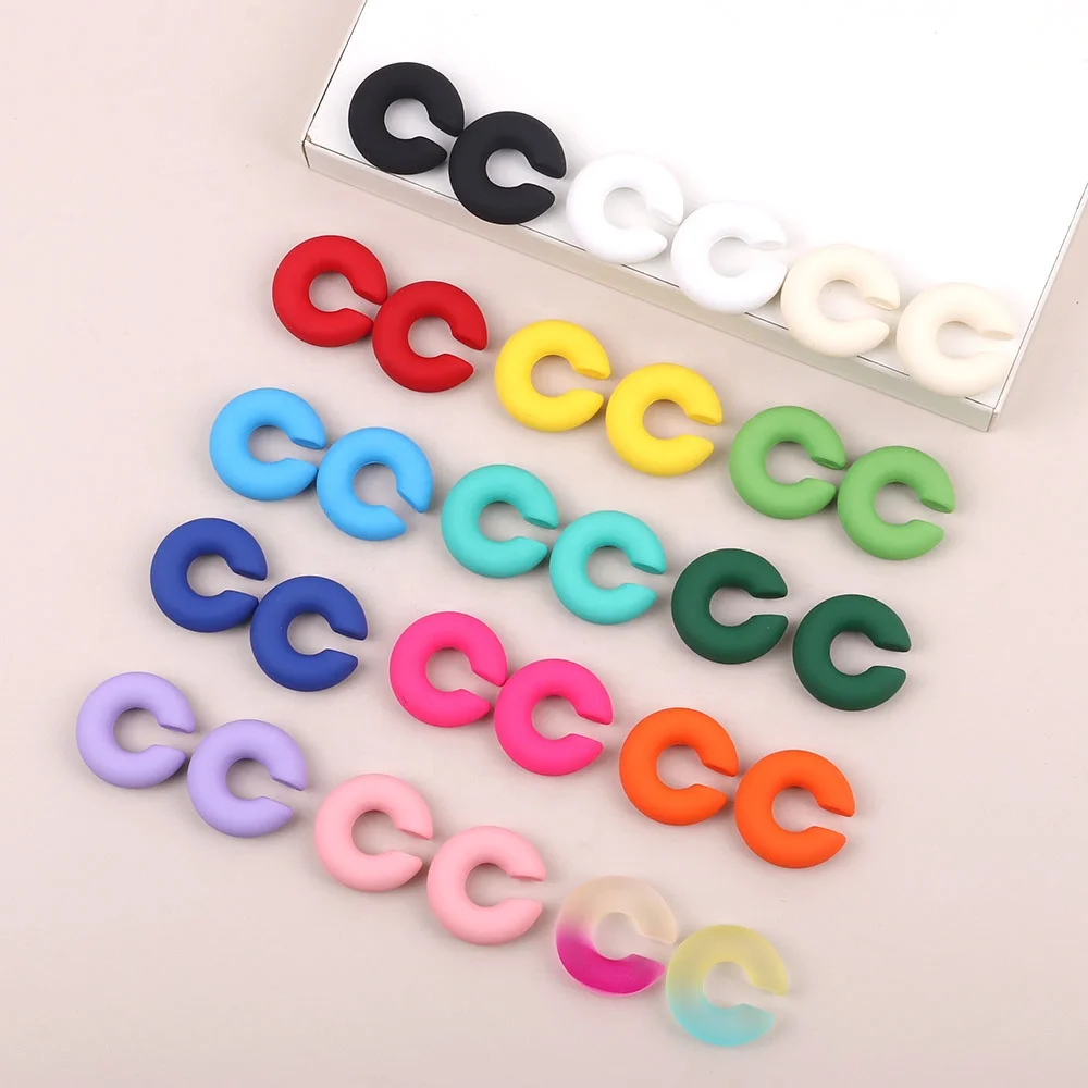 Hot Selling Fashion Trend Matte C-Shape Chunky 18k Gold Plated Sample Cuff Earrings Candy Cool Party Acrylic Ear Clip