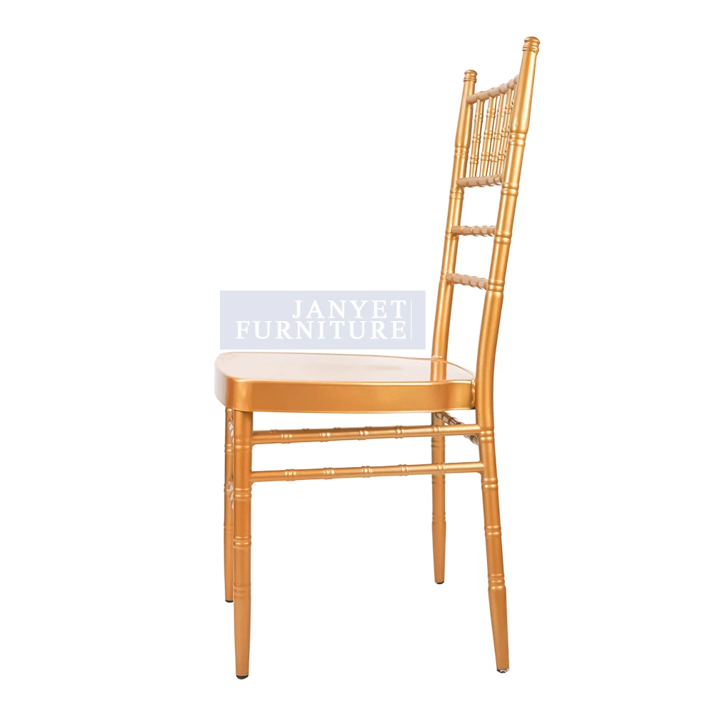 Cheap Hotel Gold Steel Metal Event Banquet Dining Chiavari Chairs Weddings
