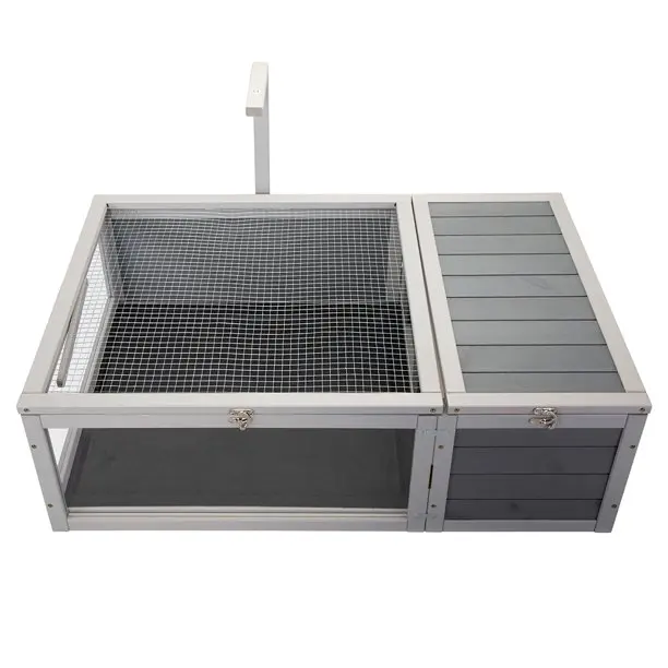 Wooden Turtle Habitat Enclosure Acrylic Tortoise House Small Animal Hutch Indoor Outdoor Grey