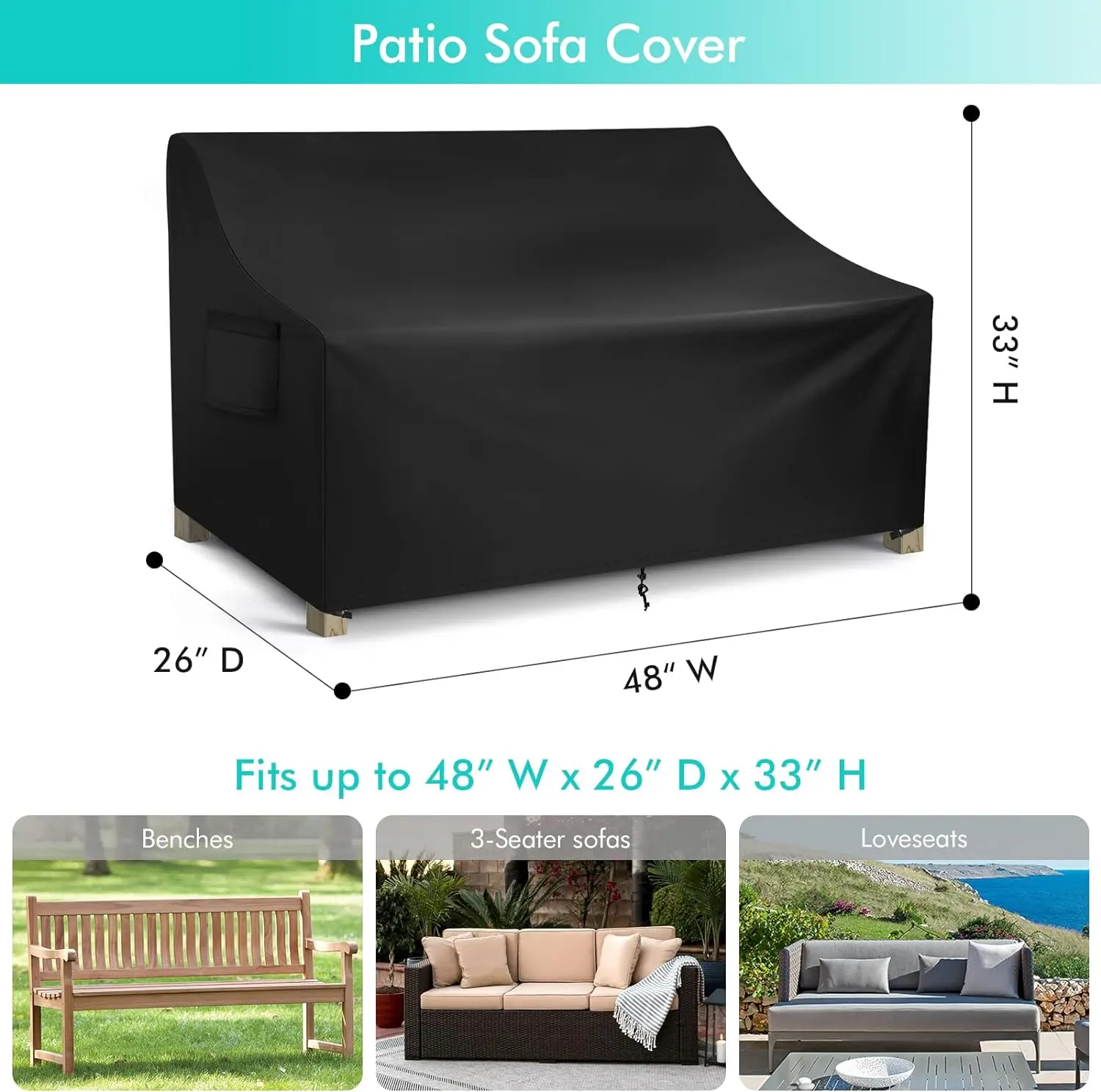 BEELAND Large Lawn Patio Sofa Cover Waterproof Outdoor Couch Cover Outdoor Loveseat Cover