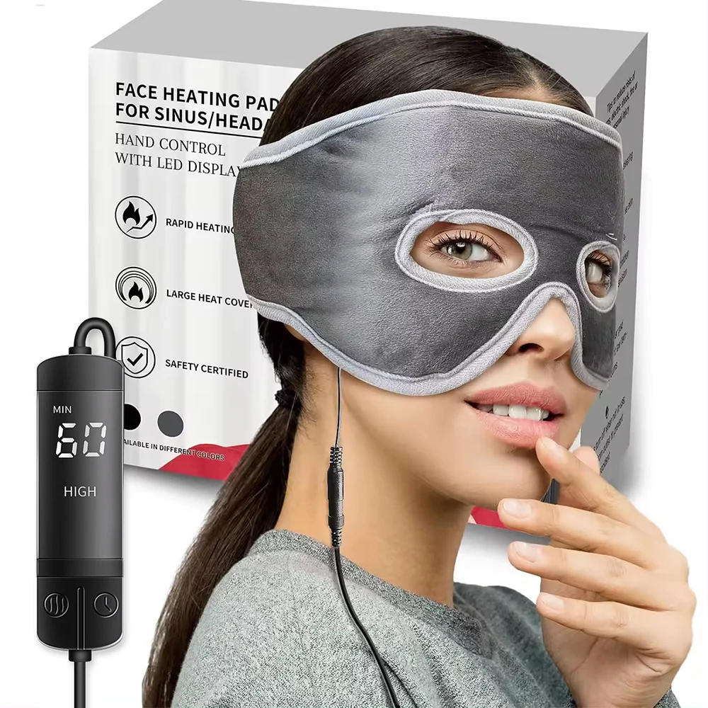 USB Heated Eye Mask Heat Compress 3D Eye Mask With 3 Level Temperature Control for Sinus Pressure Relief