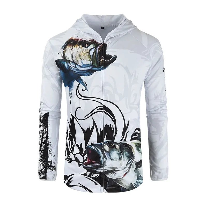 Custom Fishing Clothes Anti UV UPF50+ Fishing Hoodies Long Sleeve Breathable Quick Dry Sublimation Fishing Shirts