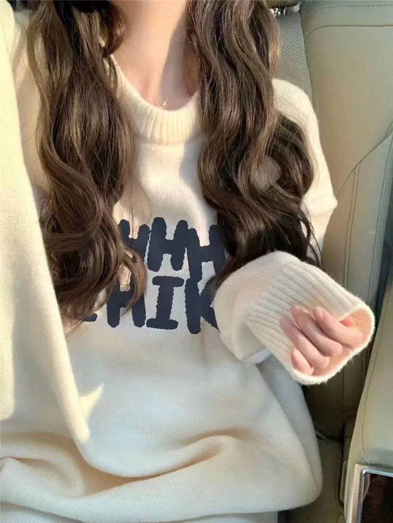 Mori Female Casual Pullover Soft Sticky Knit Sweater Versatile Lazy Wind Design for Fall/Winter Spring Niche Ruffles Decoration
