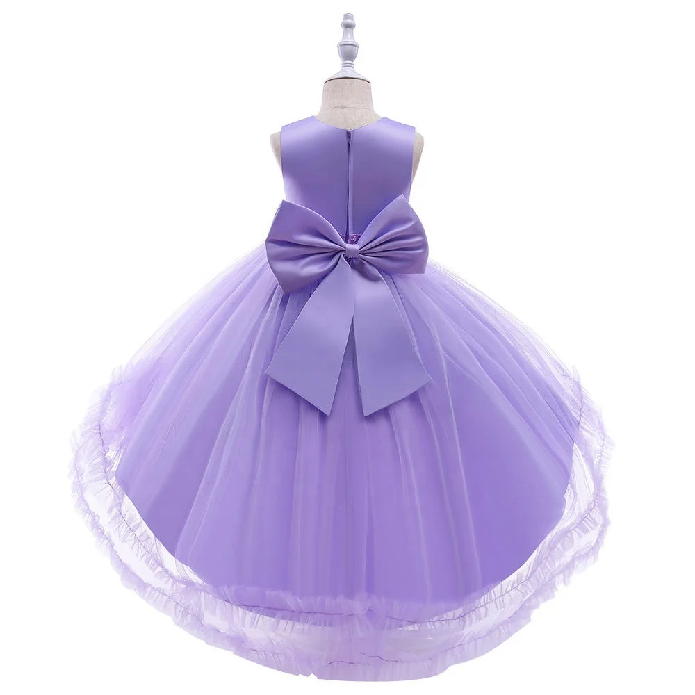 New Year Girls Lace Flower Christmas Princess Elegant Kids Trailing Dresses Baby Children Clothing Dress Party Costume Clothes
