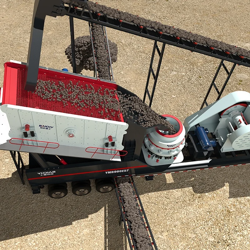 Thailand 60-100 t/h Mobile Crusher For Limestone Granite Basalt Riverstone Andesite Iron ore Ballast Concrete Quartz Barite