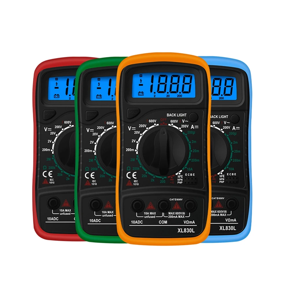 XL830L Handheld Digital Universal electric meter LCD Backlight Portable AC/DC Ammeter Voltmeter Ohm Voltage Tester Meter Multime