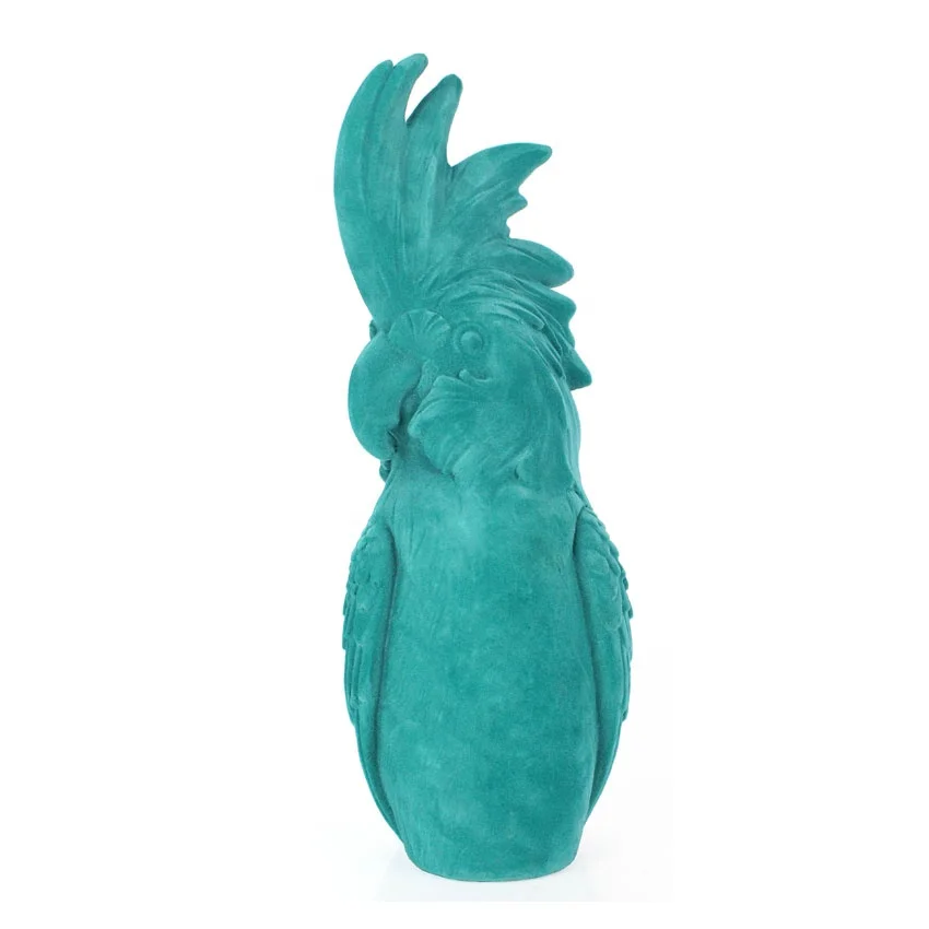 Resin Lifelike Bird Ornament Figurine Parrot Model Sculpture in flocking effect