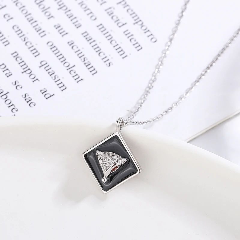Hot selling 925 sterling silver bull head enamel animal pendant high jewelry necklace