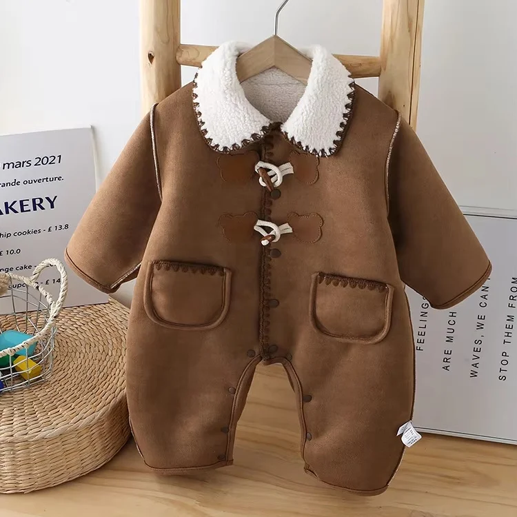 Wholesale 2024 girls and boys brown 5 month baby romper for winter