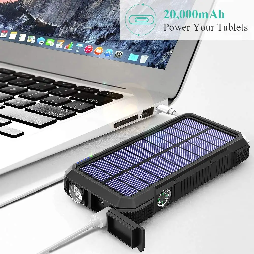 Best selling products on Amazon 2020 new arrivals Splash proof solar charge wireless charge 20000mAh Power Bank