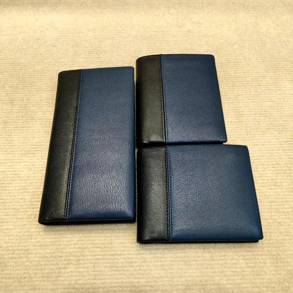 Low MOQ Custom Logo Business Cowhide Leather Luxury Purse ID Card Genuine Leather Wallet for Men
