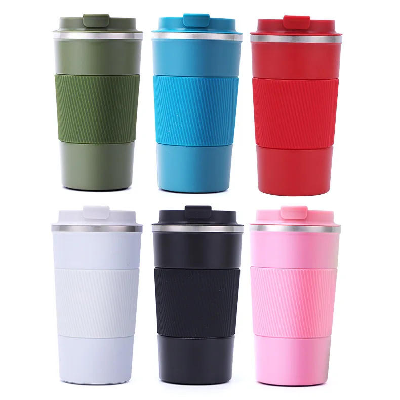 2024 Hot Sale BPA Free Double Wall Vacuum Mug Sports Tumbler Coffee Tumbler With Silicone Sleeve Filp Lid
