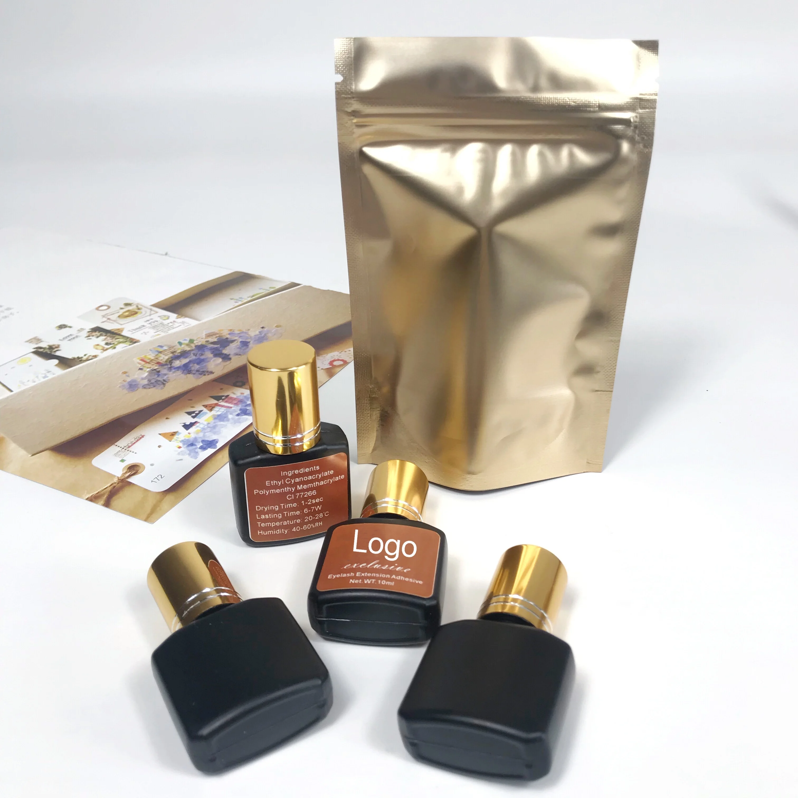 Custom Private Label 1-2 Second Dry Waterproof Super Fast Strong  Latex Free Vegan Eyelash Extension Adhesive Glue Wholesale