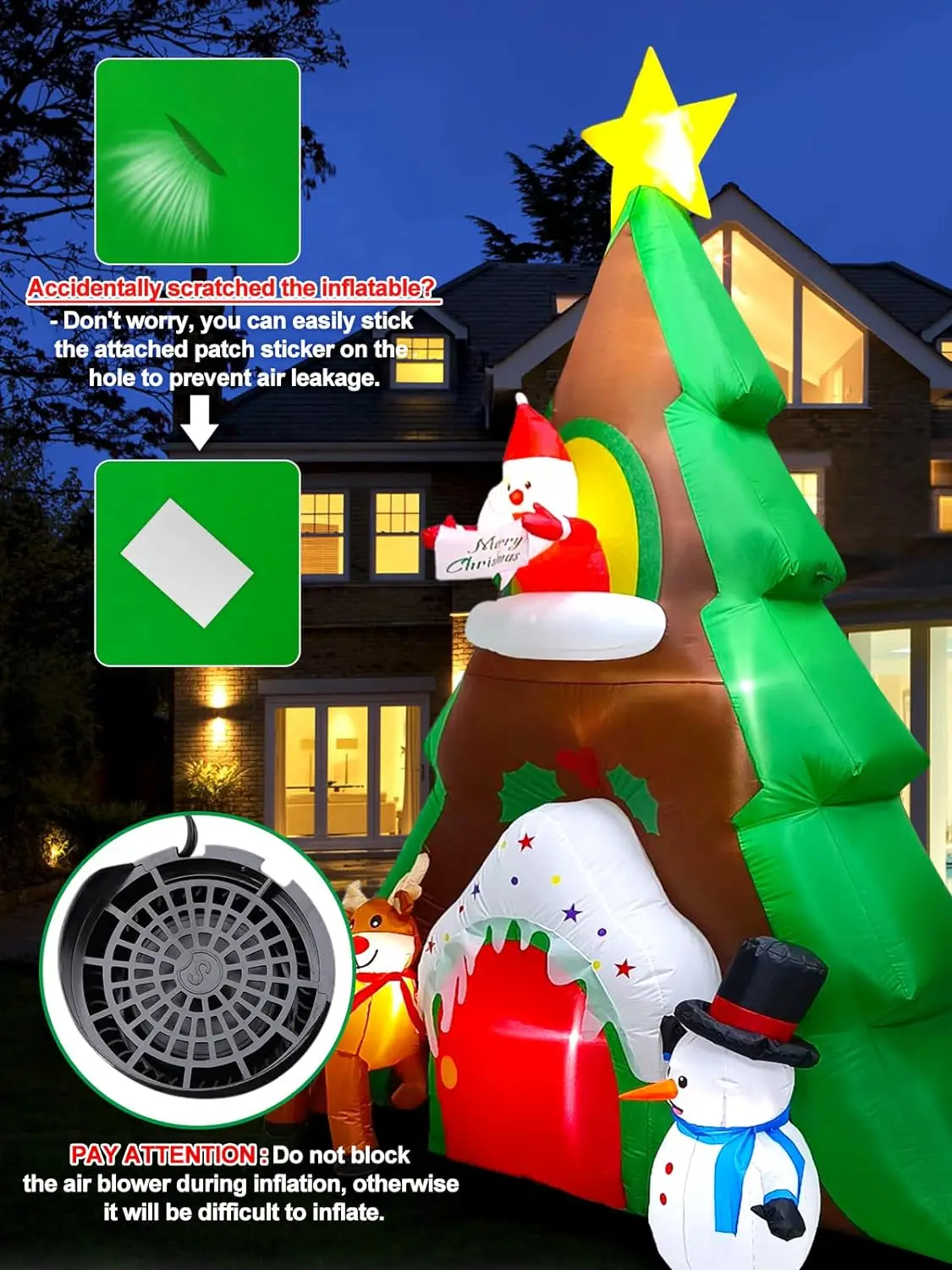 Factory Custom 10FT Christmas Inflatable Tree House with Snowman Santa Claus Outdoor Lawn Yard Christmas Inflatable Decoration