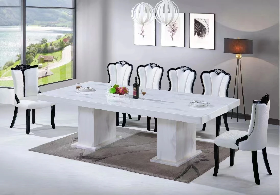 Набор столов в европейском стиле для столовой, Классический роскошный обеденный стол на 8 персон