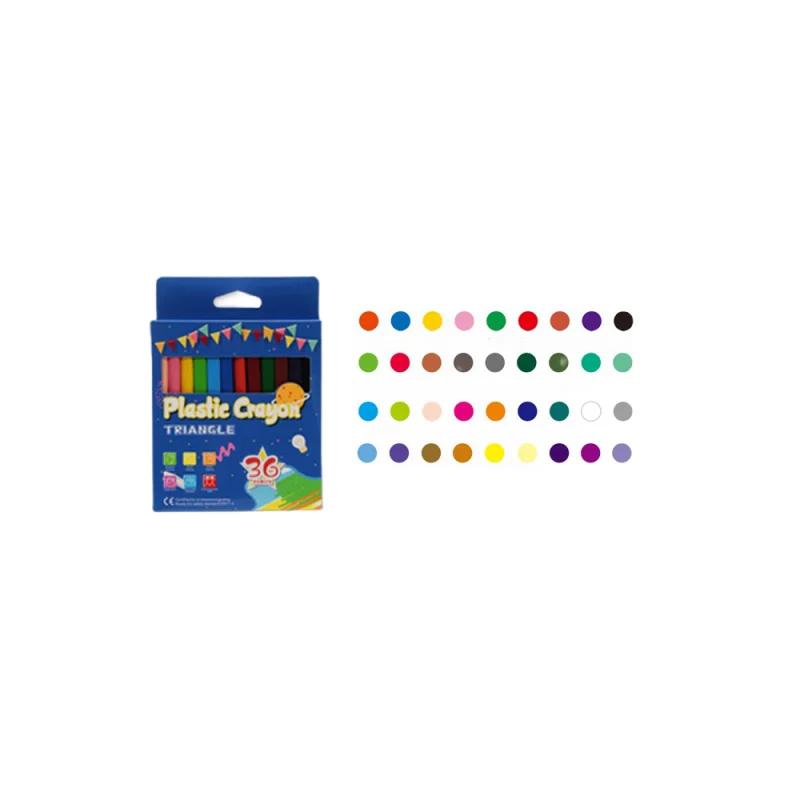 Hot Sell 12/24/36 colors Triangle Plastic Washable Crayon without Dirty Hands for Kids
