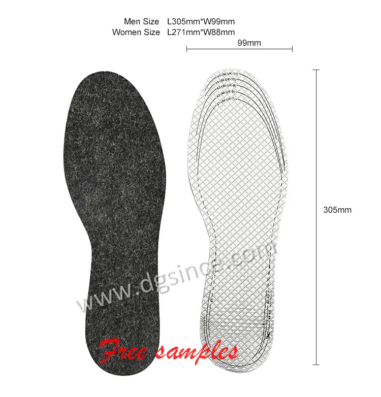 woolen insole Warm winter Thermal Aluminum Foil Warm Felt latex shoe Insole for men and women