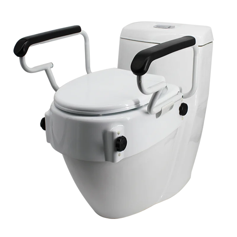 Homecare Safety PP Durable Raised Toilet Seat With Armrest And Lid For Elderly