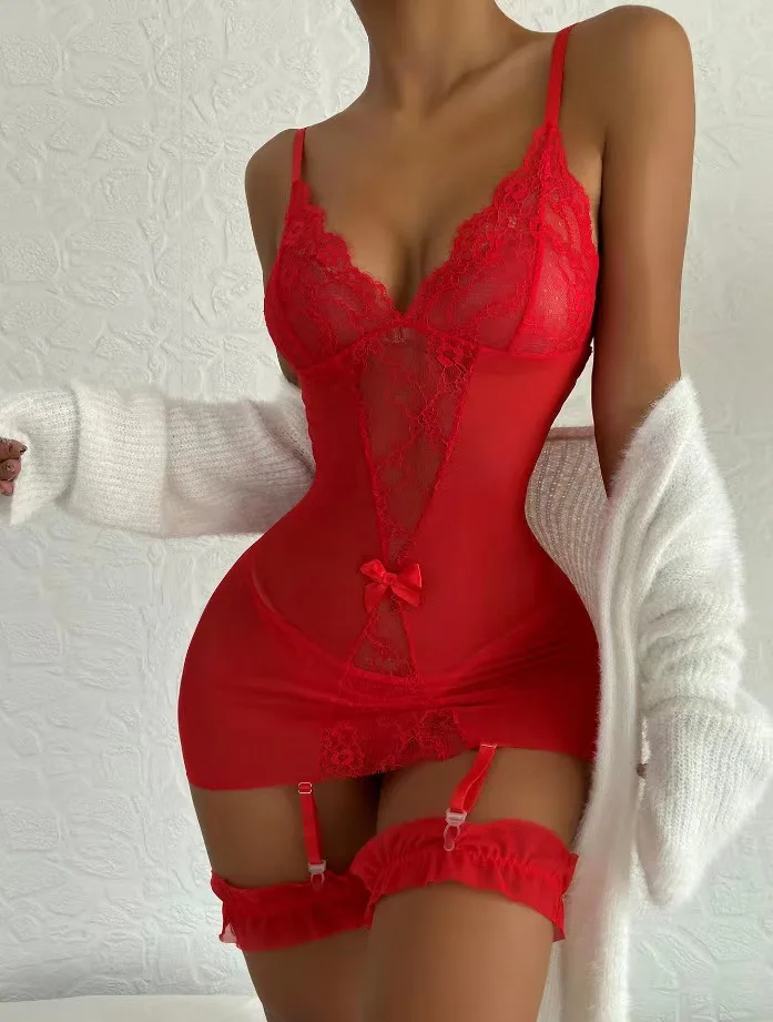 Cheap Price Transparent underwear Fashion Women Women Sexy Lingerie Stockings Garter Belt Stripe  Set Sexy Lingerie