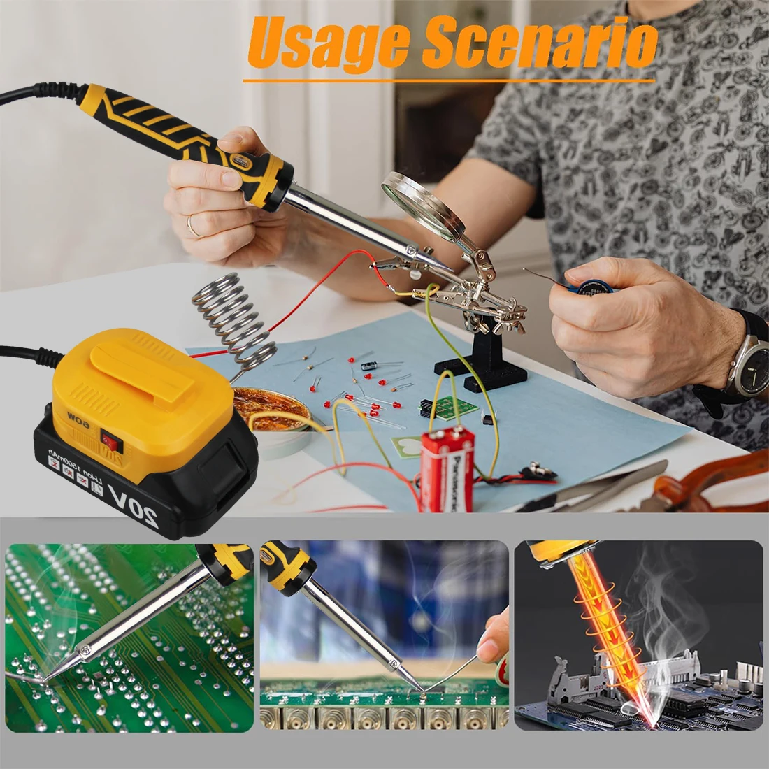 Rechargeable Cordless Soldering Iron Set, Portable Soldering Iron Station Kit Adjustable Temperature with M akita 18V bl battery