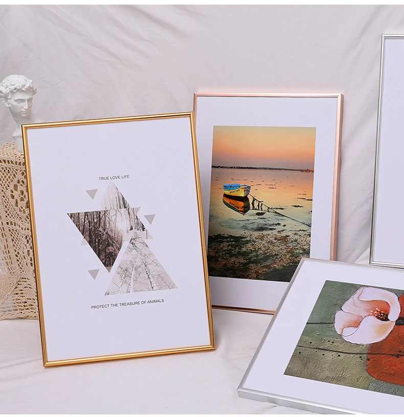 Thin edge narrow edge aluminum alloy photo frame any size mounting poster hanging wall modern simplicity
